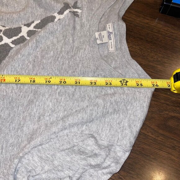 Bass Gray Long Sleeve Giraffe Light Weight Sweater Women's XL Cotton Zoo Animal - Picture 9 of 10